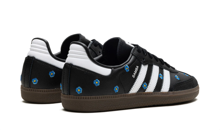 adidas Black & White Blue-Floral T-Toe Low-Top Lace-Up Sneakers