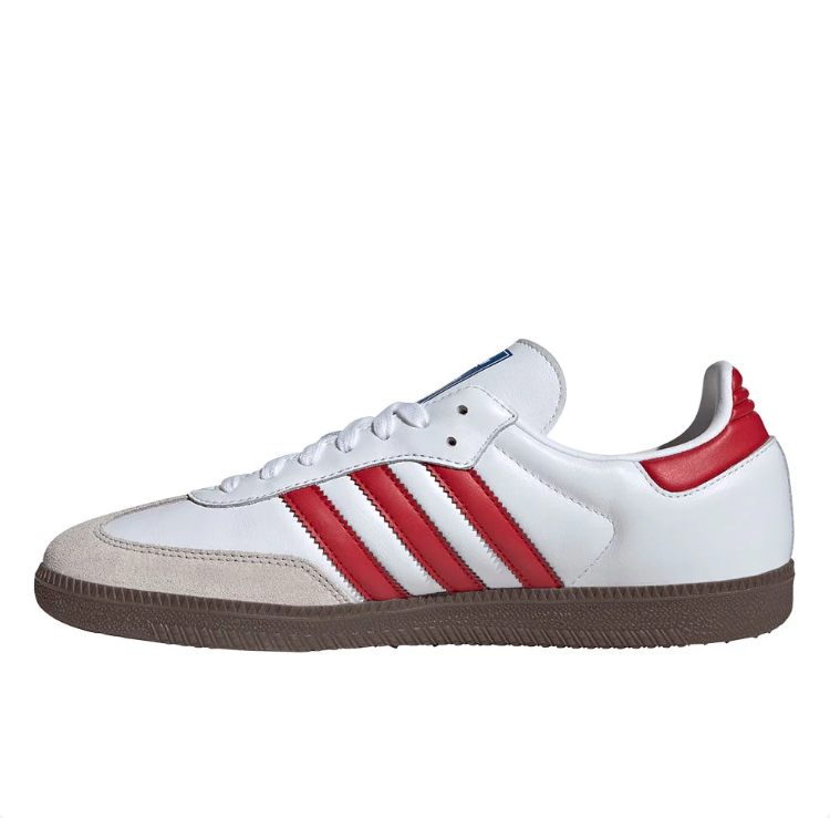 adidas White & Red T-Toe Low-Top Lace-Up Sneakers
