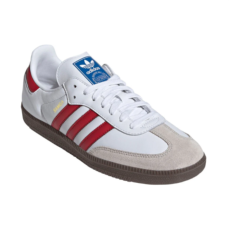 adidas White & Red T-Toe Low-Top Lace-Up Sneakers