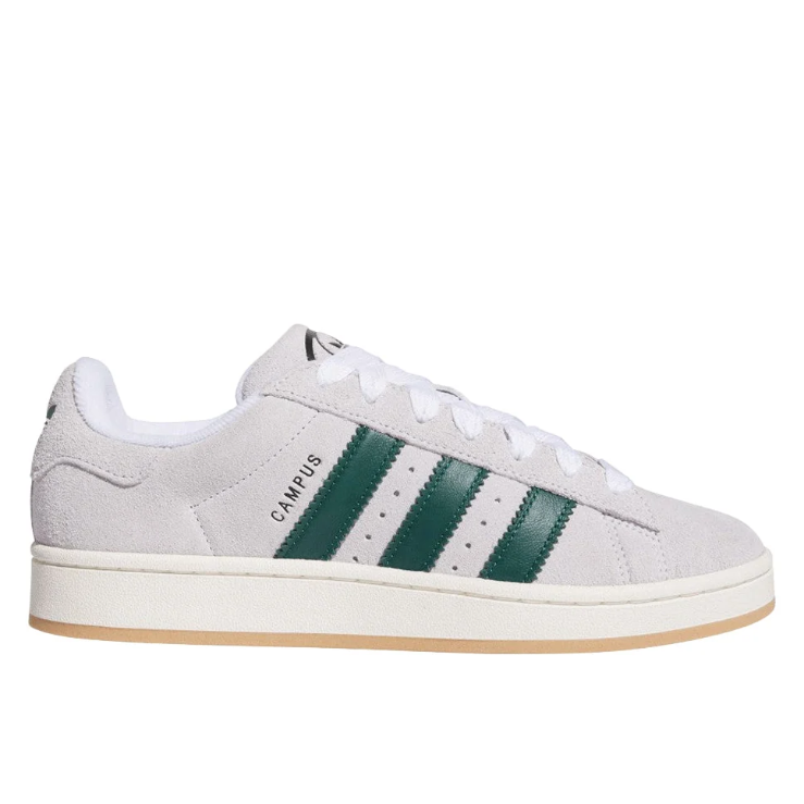 adidas Light Grey & Dark Green Retro Low-Top Lace-Up Sneakers