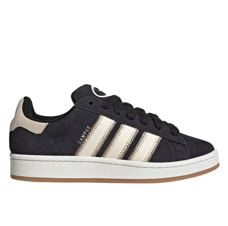 adidas Black & Cream Contrast-Stitch Low-Top Lace-Up Sneakers