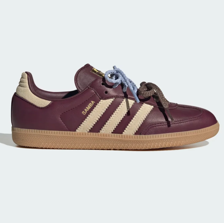 adidas Burgundy & Cream Dual-Lace T-Toe Low-Top Sneakers