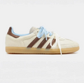 adidas Cream & Brown Dual-Lace T-Toe Low-Top Sneakers