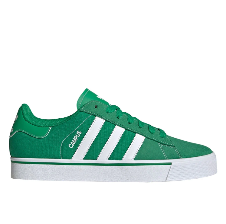 adidas Green & White Low-Top Lace-Up Sneakers