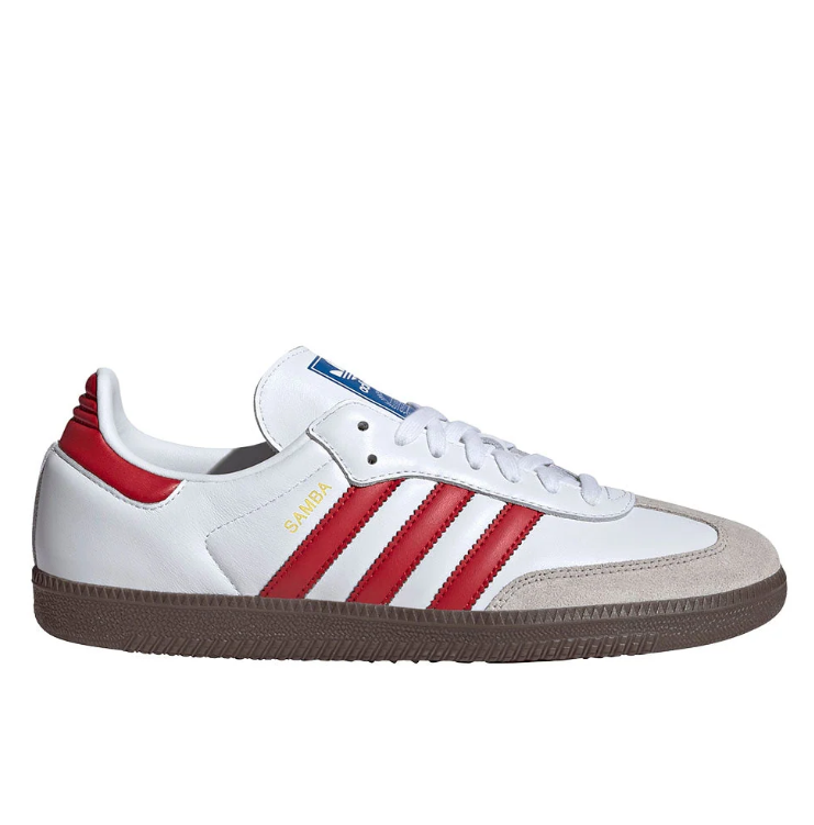 adidas White & Red T-Toe Low-Top Lace-Up Sneakers