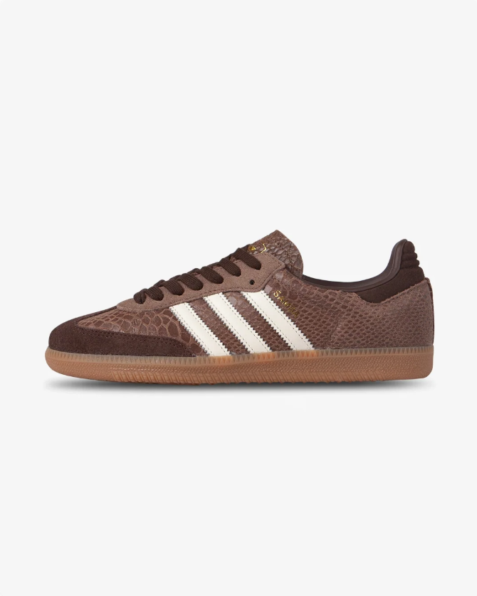 adidas Brown & Cream Reptile-Texture T-Toe Low-Top Lace-Up Sneakers