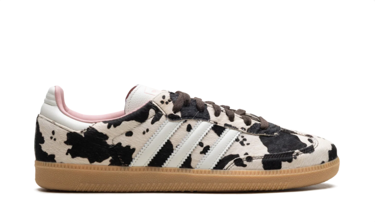 adidas Cream & Black Cow-Print T-Toe Low-Top Lace-Up Sneakers