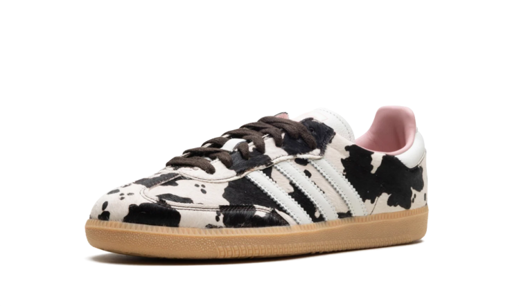 adidas Cream & Black Cow-Print T-Toe Low-Top Lace-Up Sneakers