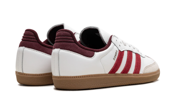 adidas White & Red Burgundy-Heel T-Toe Low-Top Lace-Up Sneakers