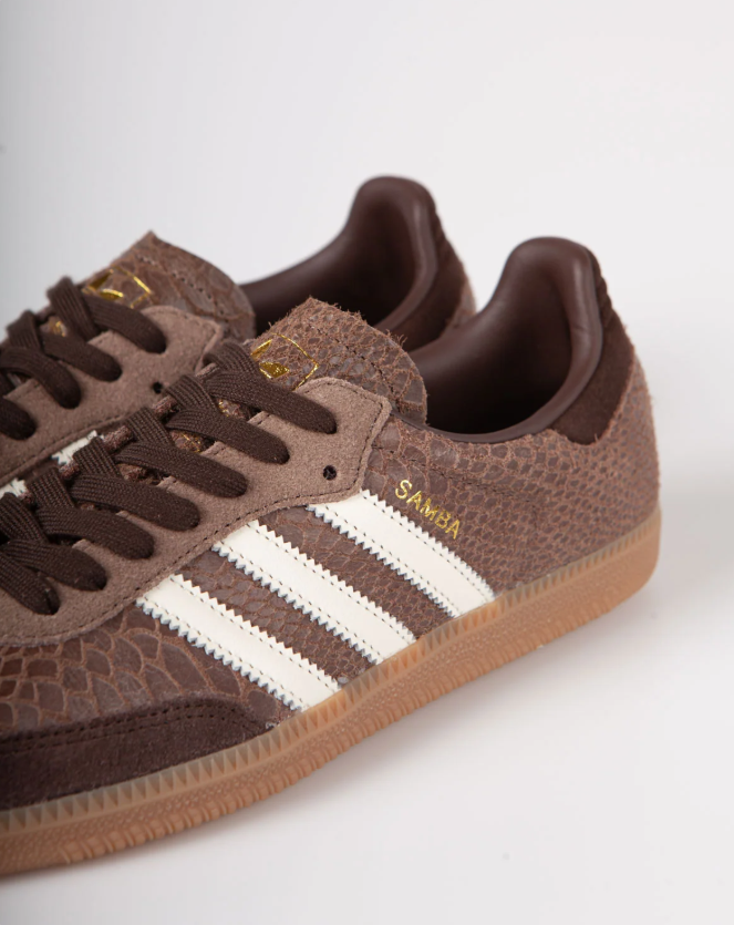 adidas Brown & Cream Reptile-Texture T-Toe Low-Top Lace-Up Sneakers