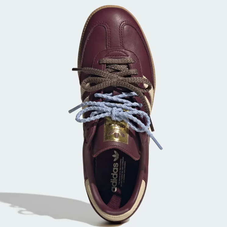 adidas Burgundy & Cream Dual-Lace T-Toe Low-Top Sneakers