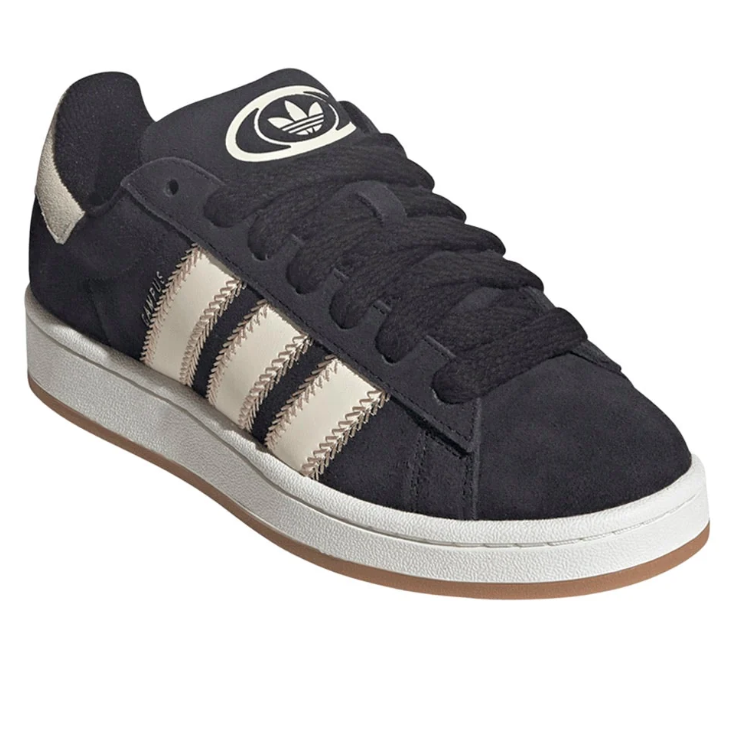 adidas Black & Cream Contrast-Stitch Low-Top Lace-Up Sneakers