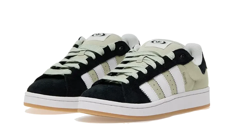 adidas Sage Green & Black Retro Low-Top Lace-Up Sneakers