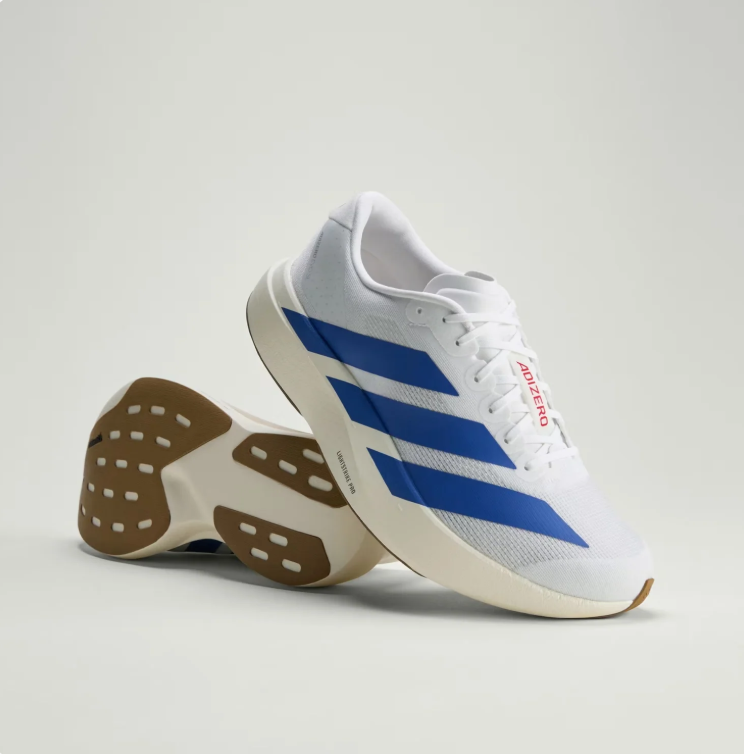 adidas White & Blue Mesh Low-Top Lace-Up Sneakers