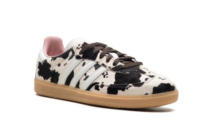 adidas Cream & Black Cow-Print T-Toe Low-Top Lace-Up Sneakers