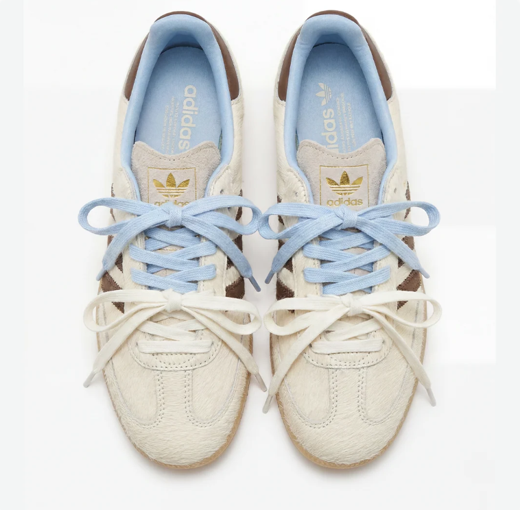 adidas Cream & Brown Dual-Lace T-Toe Low-Top Sneakers
