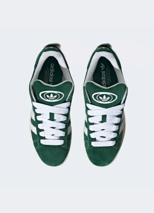 adidas Forest Green & White Retro Low-Top Lace-Up Sneakers