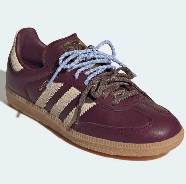 adidas Burgundy & Cream Dual-Lace T-Toe Low-Top Sneakers