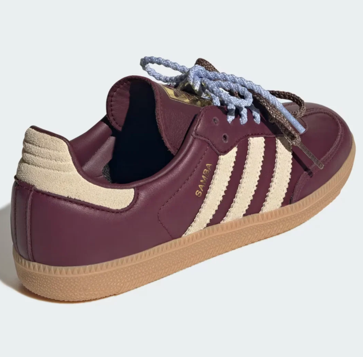 adidas Burgundy & Cream Dual-Lace T-Toe Low-Top Sneakers