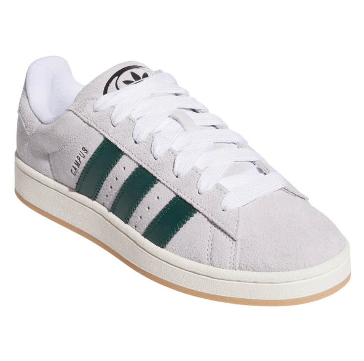 adidas Light Grey & Dark Green Retro Low-Top Lace-Up Sneakers
