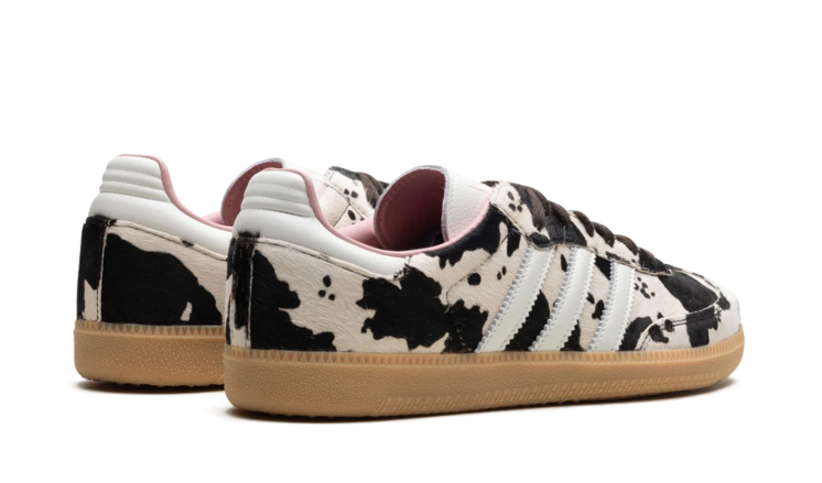 adidas Cream & Black Cow-Print T-Toe Low-Top Lace-Up Sneakers