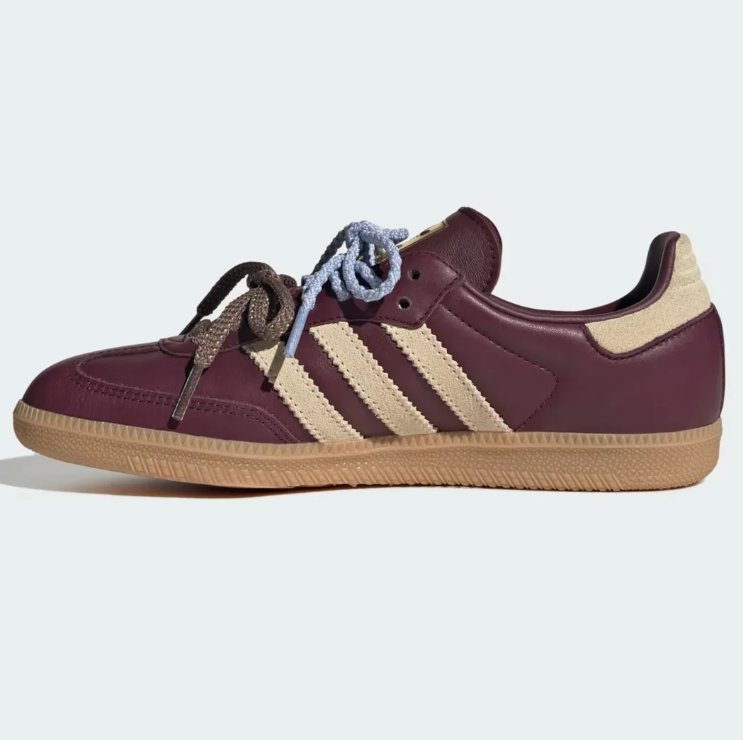adidas Burgundy & Cream Dual-Lace T-Toe Low-Top Sneakers