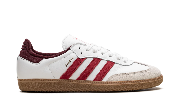 adidas White & Red Burgundy-Heel T-Toe Low-Top Lace-Up Sneakers