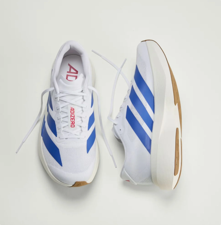 adidas White & Blue Mesh Low-Top Lace-Up Sneakers