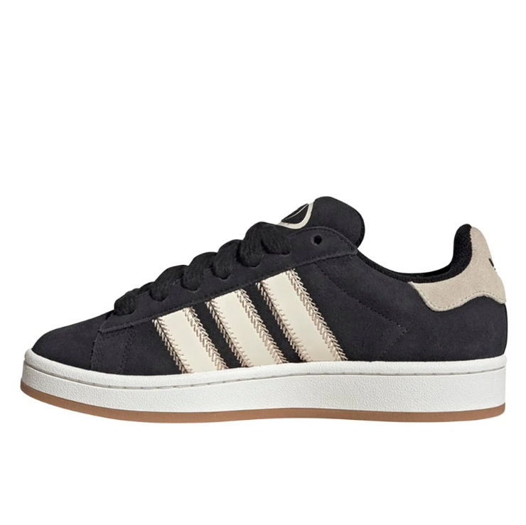 adidas Black & Cream Contrast-Stitch Low-Top Lace-Up Sneakers