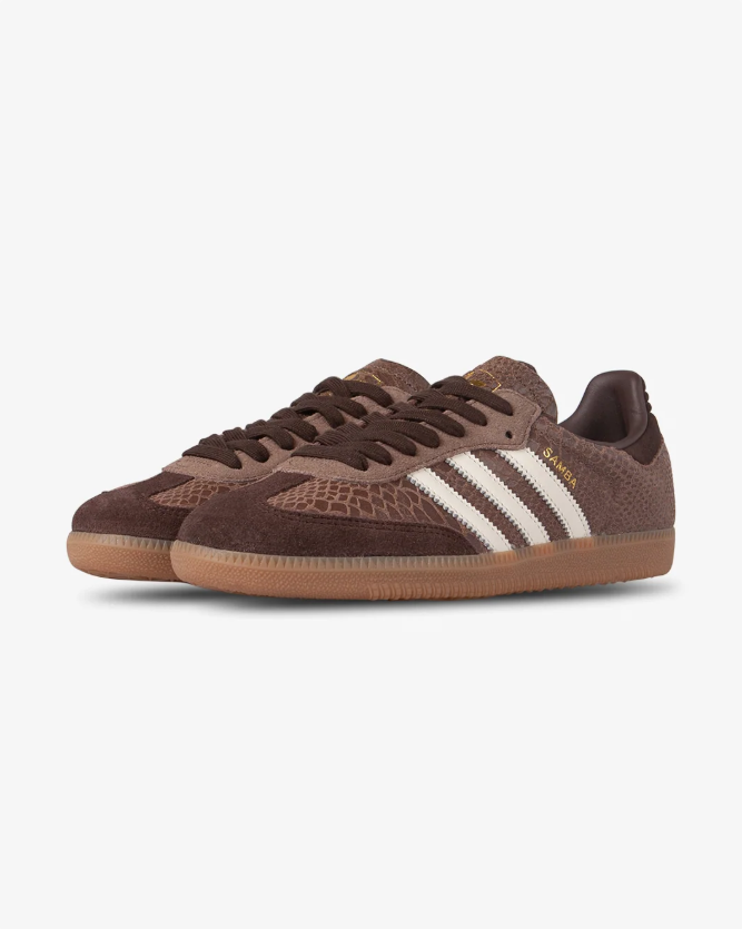 adidas Brown & Cream Reptile-Texture T-Toe Low-Top Lace-Up Sneakers