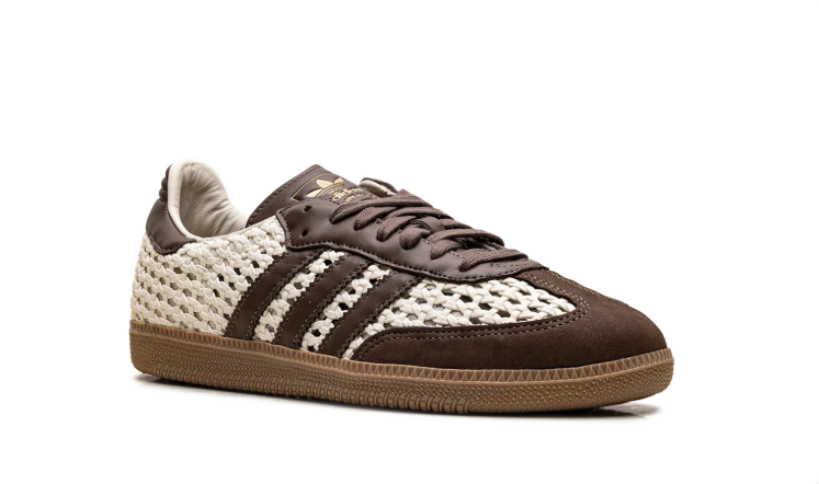 adidas Cream & Dark Brown Open-Weave T-Toe Low-Top Lace-Up Sneakers